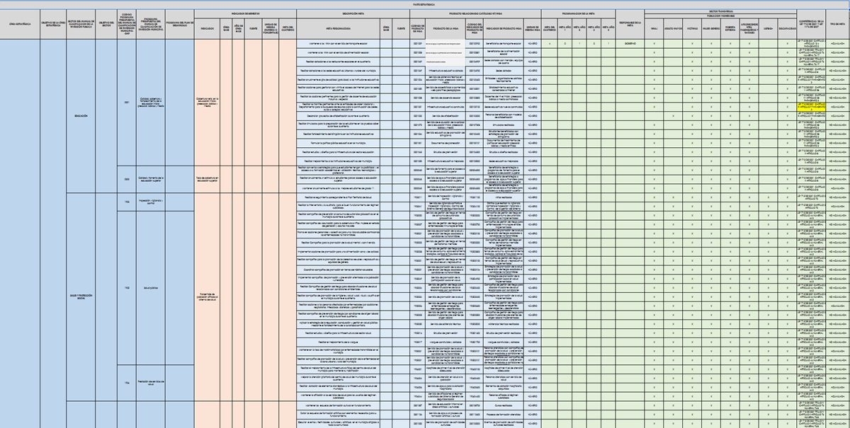 Matriz de un plan de desarrollo municipal Matriz de un plan de desarrollo municipal